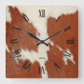 Bild von brauner und weißer Kuh Quadratische Wanduhr (Vorderseite)