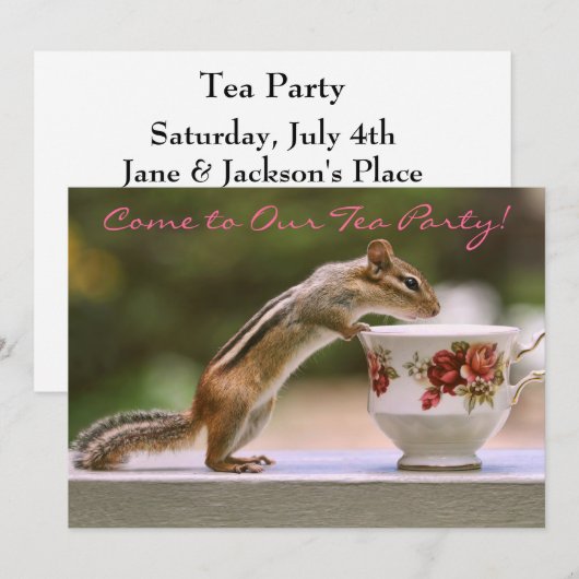 Bild von Chipmunk mit ChinaTeacup Einladung (Vorne/Hinten)