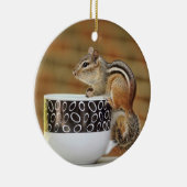 Bild von Chipmunk mit Latte Kaffeetasse Keramik Ornament (Rechts)