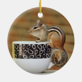 Bild von Chipmunk mit Latte Kaffeetasse Keramik Ornament (Hinten)