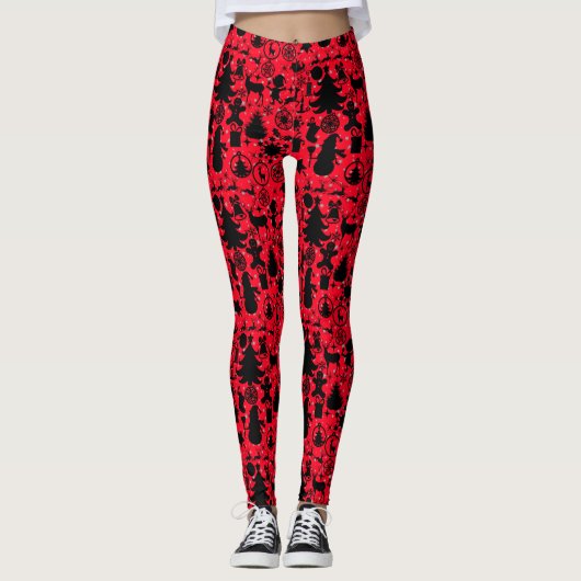 Bild von Christmas Red BG Leggings (Vorderseite)