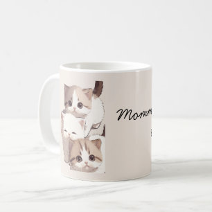 Bild von drei Katzen, Drillinge, Kaffeetasse