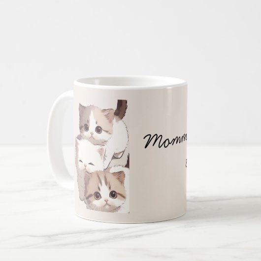 Bild von drei Katzen, Drillinge, Kaffeetasse (Vorderseite Links)