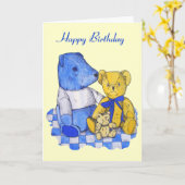 Bild von drei niedlichen Teddybären Karte (Gelbe Blume)