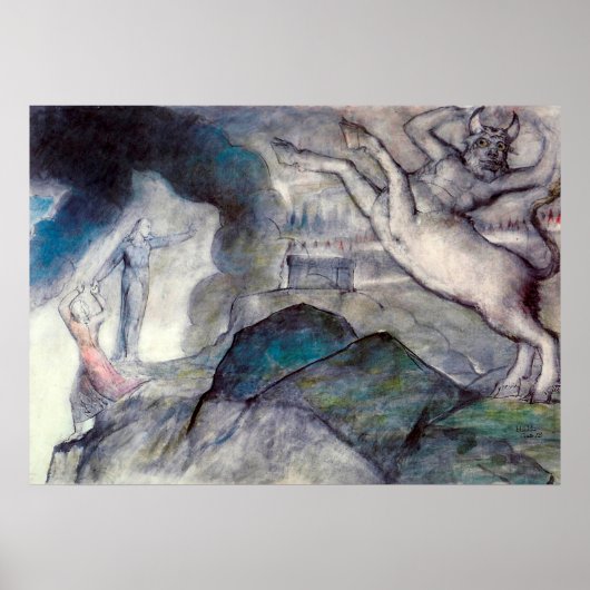 Bild von Minotaur zur Illustration von Inferno, Ca Poster (Vorne)