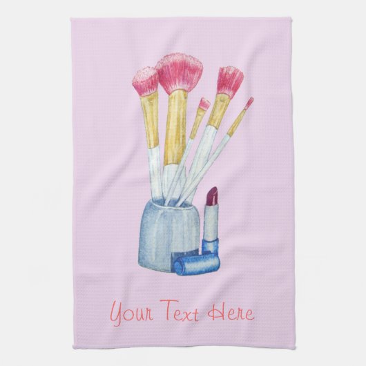 Bild von rosa Make-up Bürsten in der Halterung Geschirrtuch (Vertikal)