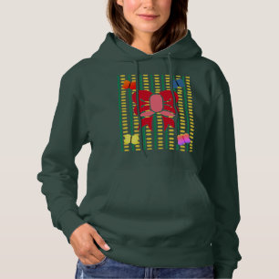 Bild von Rotem Bow und Schmetterlingen auf Abstrak Hoodie