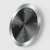 Bild von Schwarz & Silber & Metallische Textur Große Wanduhr (Winkel)