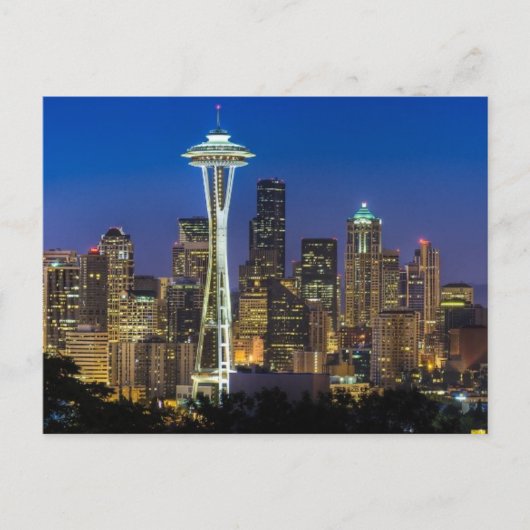 Bild von Seattle Skyline in den Morgenstunden. Postkarte (Vorderseite)