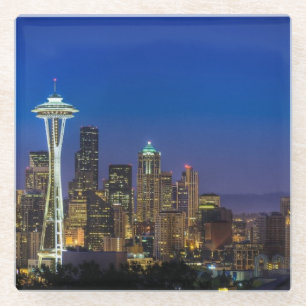 Bild von Seattle-Skylinen in Morgenstunden Glasuntersetzer