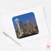Bild von Seattle-Skylinen in Morgenstunden Quadratischer Aufkleber (Umschlag)