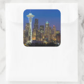 Bild von Seattle-Skylinen in Morgenstunden Quadratischer Aufkleber (Tasche)