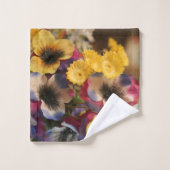 Bild von Violett und gelben Blumen Badhandtuch Set (Waschlappen)