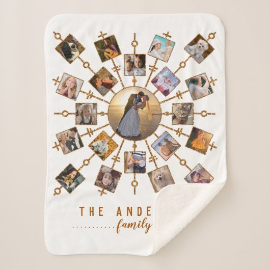 Bild-weißes Gold der Familien-Foto-Collagen-21 + Sherpadecke (Vorderseite)