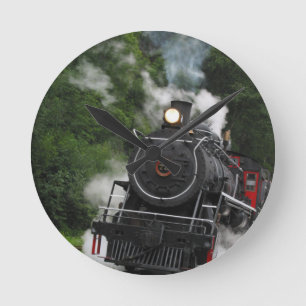 bilden Sie Bahnhofs-Motorschienenkunst der Runde Wanduhr