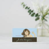 Bilden Sie Künstler-Visitenkarte-Blau-Frau Visitenkarte (Stehend Vorderseite)