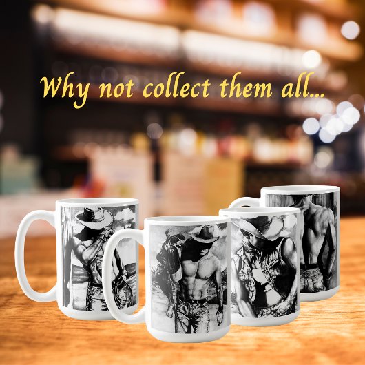 Bildende Kunst, Cooler Cowboy-Charcosketch Kaffeetasse