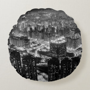 Bildende Kunstfotografie in der Stadt Hongkong im Rundes Kissen