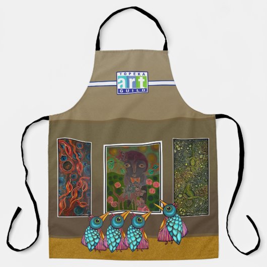 Bilder an der All-over-Print-Schürze an der Wand Schürze (Vorderseite)