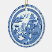 Bilder der blaue Weide-runde Verzierungs-2 Keramikornament (Links)