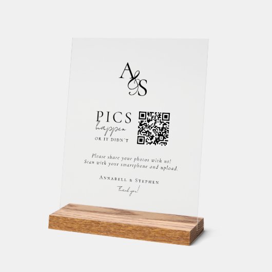 Bilder passieren! Foto, QR-Code, Hochzeit Acrylschild (Winkel)