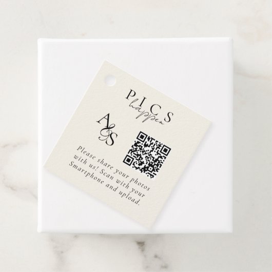 Bilder passieren! Foto, QR-Code, Hochzeit Geschenkanhänger (Beispiel)