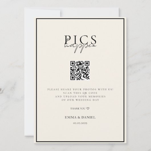 BILDER PASSIEREN! QR Code Beige Wedding Galery (Vorderseite)
