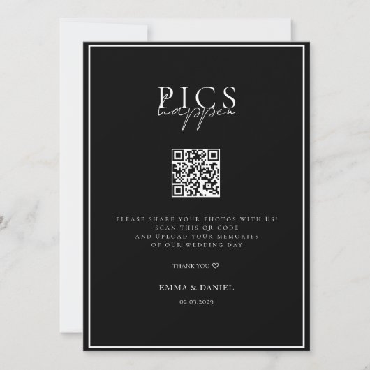 BILDER PASSIEREN! QR Code Black Wedding Galery (Vorderseite)