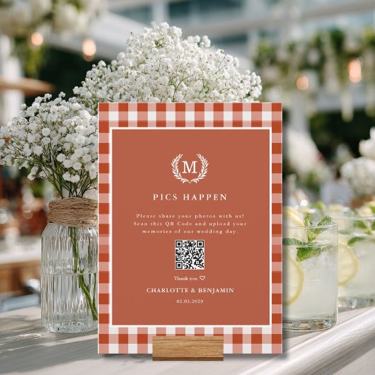 BILDER PASSIEREN! QR Code Brown Gingham Wedding Ga