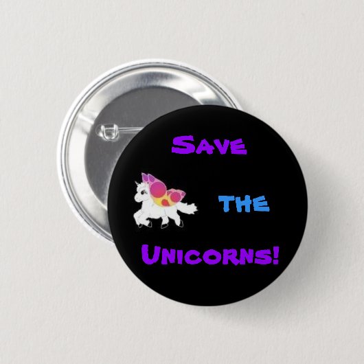 Bilder, retten, Unicorns! Button (Vorne & Hinten)