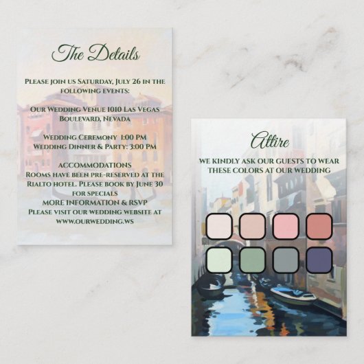 Bilder von der Hochzeit in Venedig, Italien Begleitkarte (Vorne/Hinten)