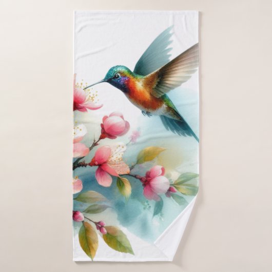 Bilder von Floral/Frühjahr-Kolibris Badehandtuch (Badehandtuch)