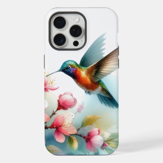 Bilder von Floral/Frühjahr-Kolibris iPhone Hülle (Rückseite)