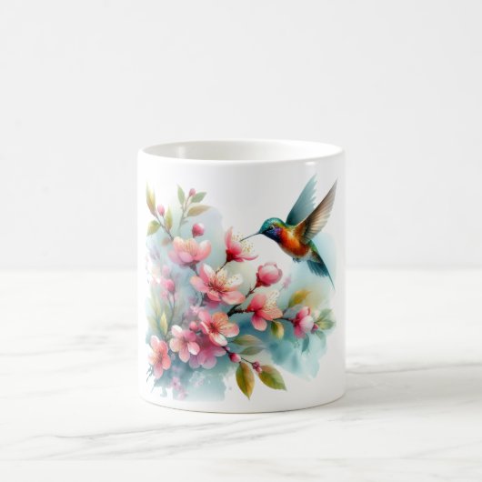 Bilder von Floral/Frühjahr-Kolibris Kaffeetasse (Mittel)