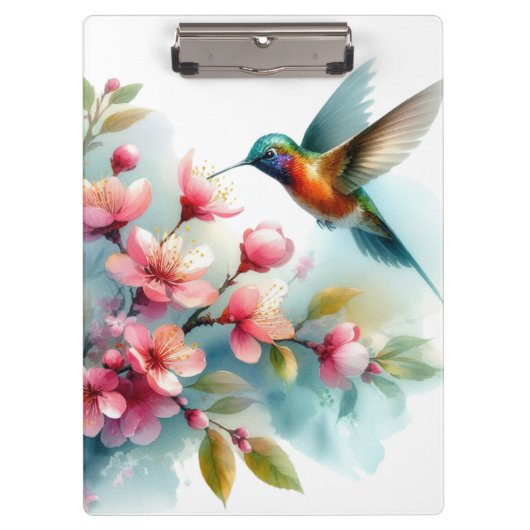 Bilder von Floral/Frühjahr-Kolibris Klemmbrett (Vorderseite)