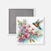 Bilder von Floral/Frühjahr-Kolibris Magnet (Vorderseite/Rückseite)