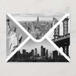 Bilder von New York City Postumschlägen in Schwarz Postkarte