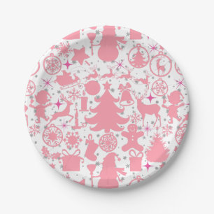 Bilder von Weihnachten in Rosa Pappteller