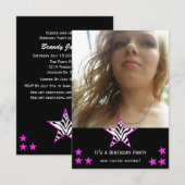 Bilder: Zebra-Star-Party Einladung (Vorne/Hinten)