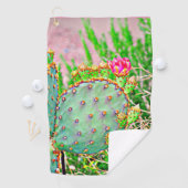 BilderByMJ Prickly Pear Kaktus in Bloom Golf Handt Golfhandtuch (Insitu)