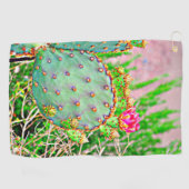 BilderByMJ Prickly Pear Kaktus in Bloom Golf Handt Golfhandtuch (Horizontal)