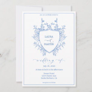 Bilderrahmen für blaue Wappen, Kalligrafieschrift Einladung