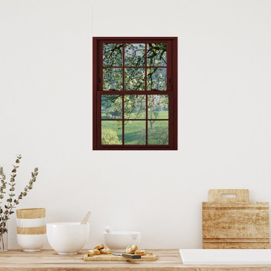 Bildfenster Landschaft - Kirschblüten Poster (Küche)