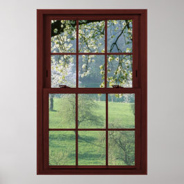 Bildfenster von Kirschblüten Illusion 3 Poster