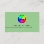 Bildgrün und weiß Einfach mit Beruflichen Logos Visitenkarte (Vorderseite)