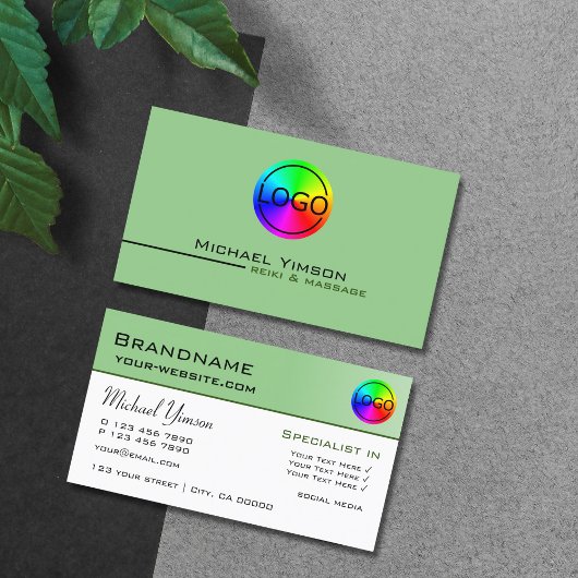 Bildgrün und weiß Einfach mit Beruflichen Logos Visitenkarte