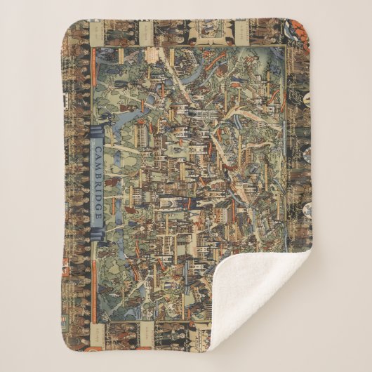 Bildhafte Karte von Cambridge, England Sherpadecke (Vorderseite)