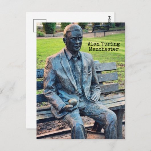 Bildhauerei von Alan Turing, Manchester Postkarte (Vorne/Hinten)
