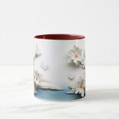 Bildhauerische Keramik mit Blumen und Schmetterlin Tasse (Zentrum)