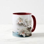 Bildhauerische Keramik mit Blumen und Schmetterlin Tasse (VorderseiteRechts)